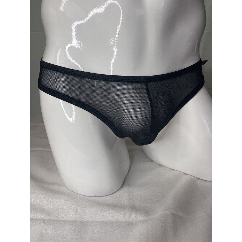 ENVY L/XL Mesh Thong Black Gay SEXY Mens Undrwear See Through